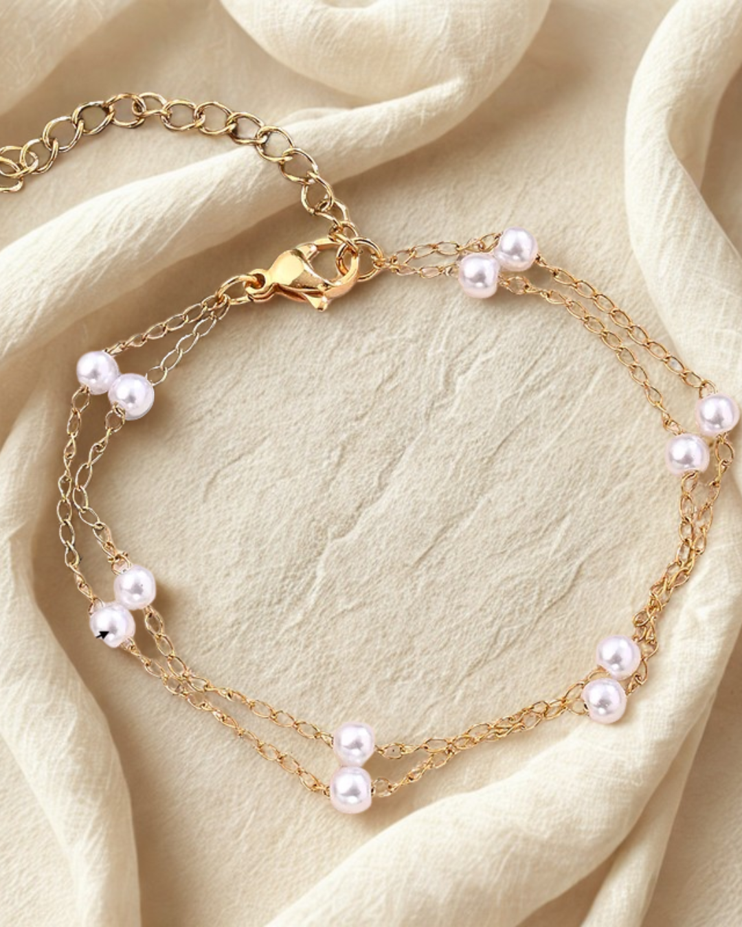 Lot de 2 bracelets "Petite perle & coquillage"