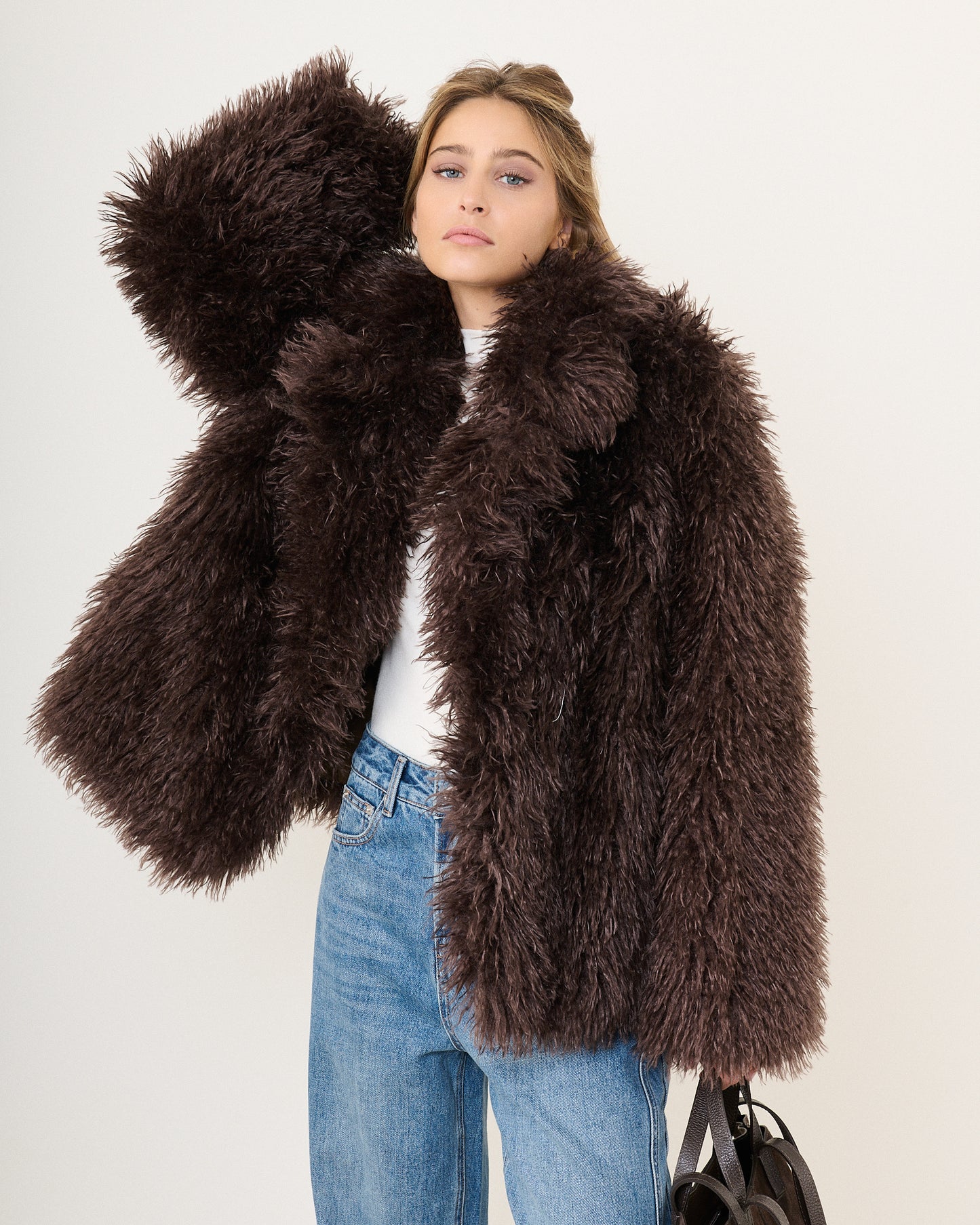 Veste fausse fourrure chocolat