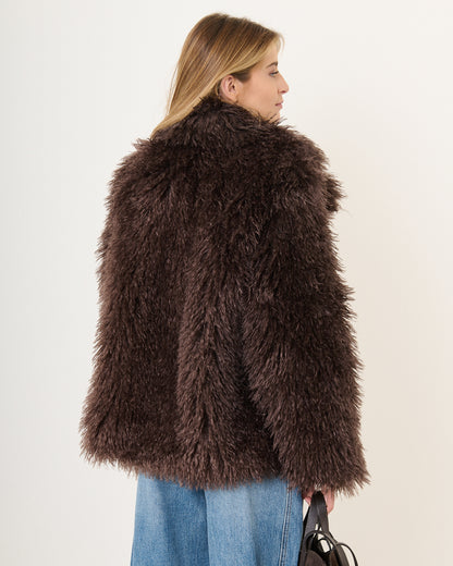 Veste fausse fourrure chocolat