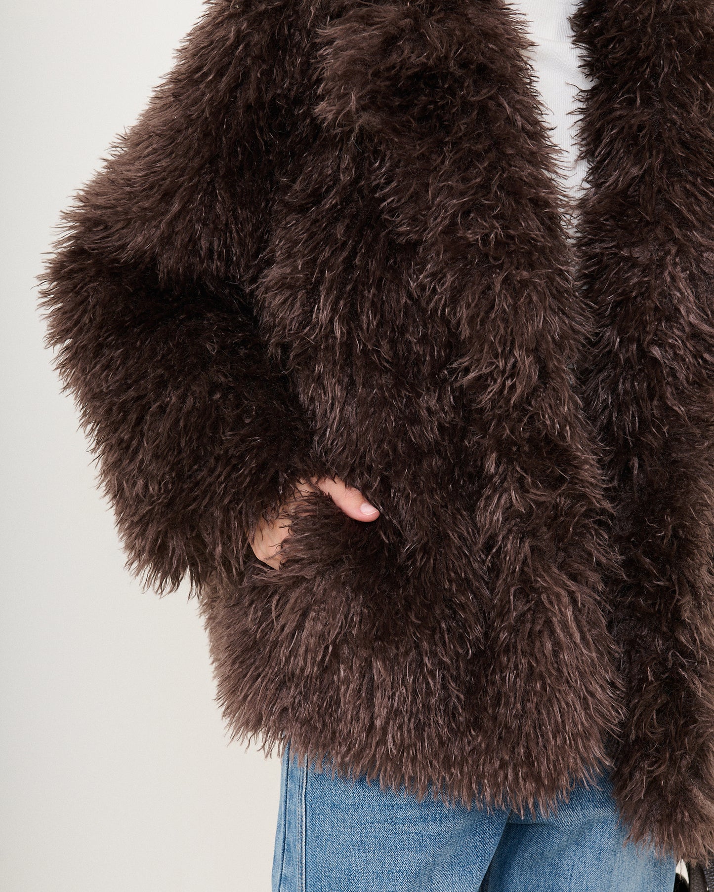 Veste fausse fourrure chocolat